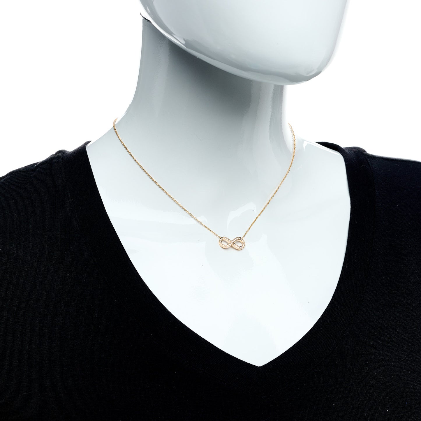 18K Rose Gold Diamond Infinity Pendant Necklace