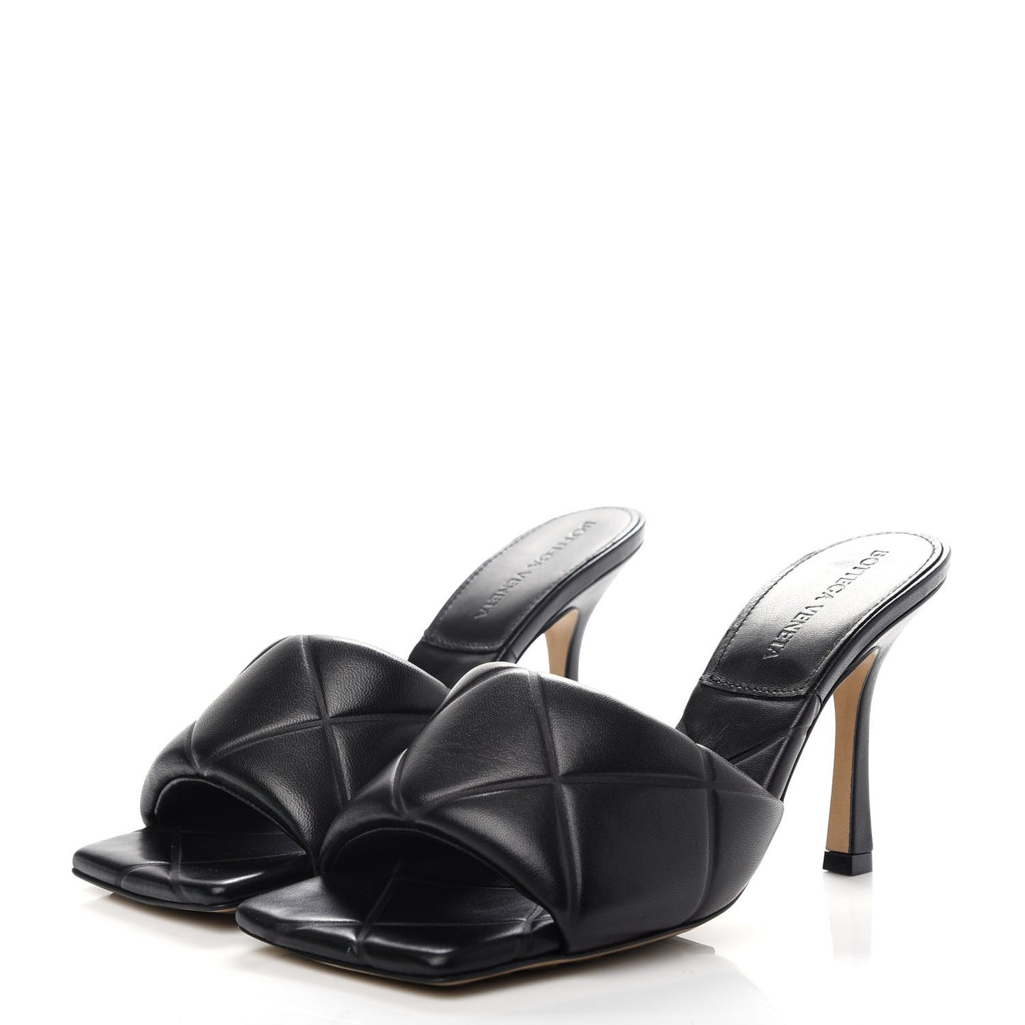 Nappa Quilted Rubber Lido Mule Sandals 37.5 Black