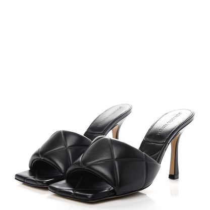 Bottega Veneta Nappa Quilted Rubber Lido Mule Sandals 37.5 Black 3 of 10