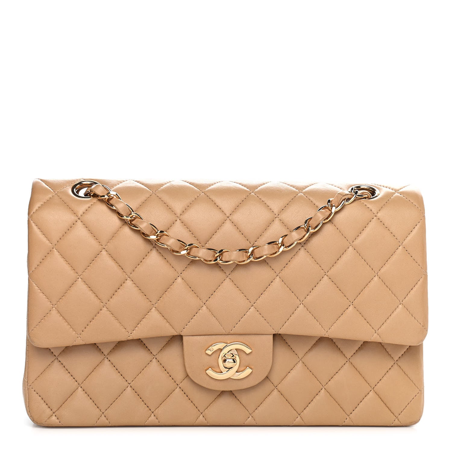 Chanel Lambskin Quilted Medium Double Flap Beige 1 of 10