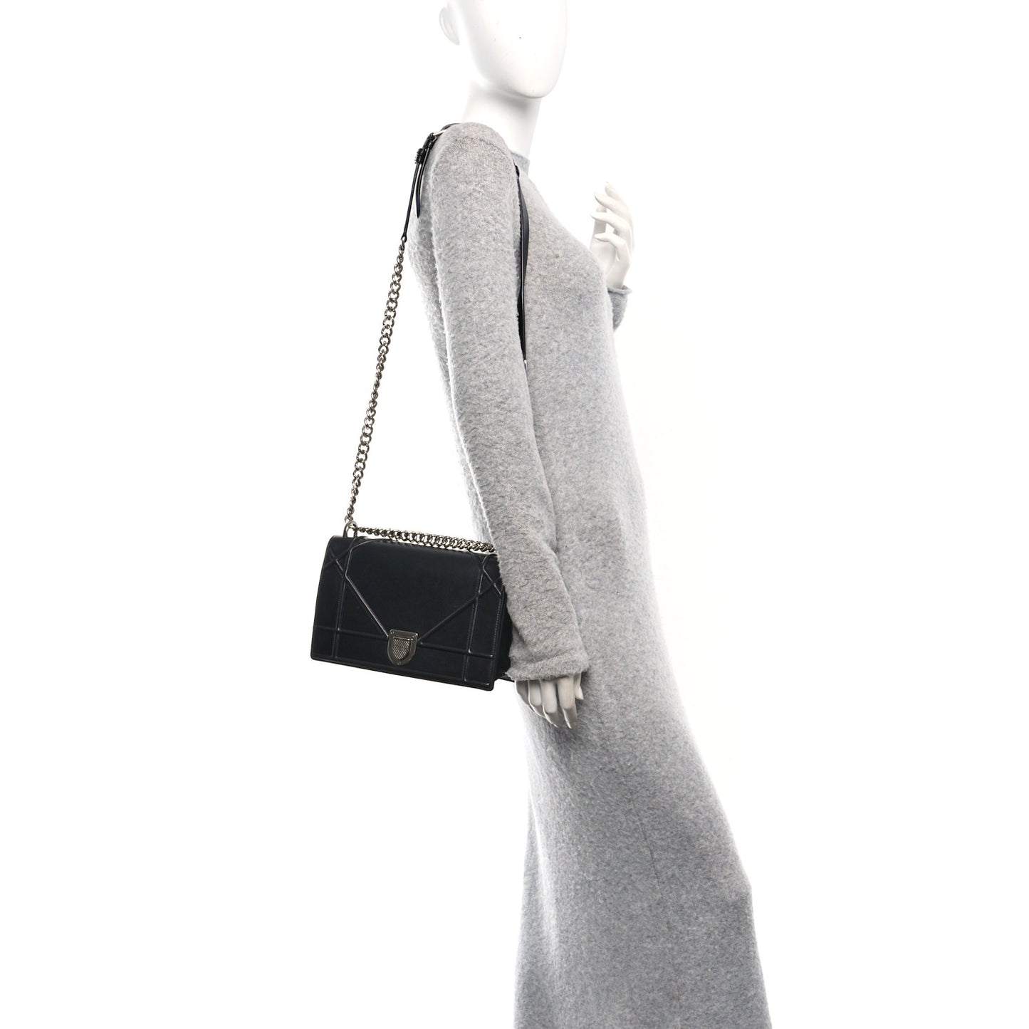 Lambskin Medium Diorama Flap Bag Black