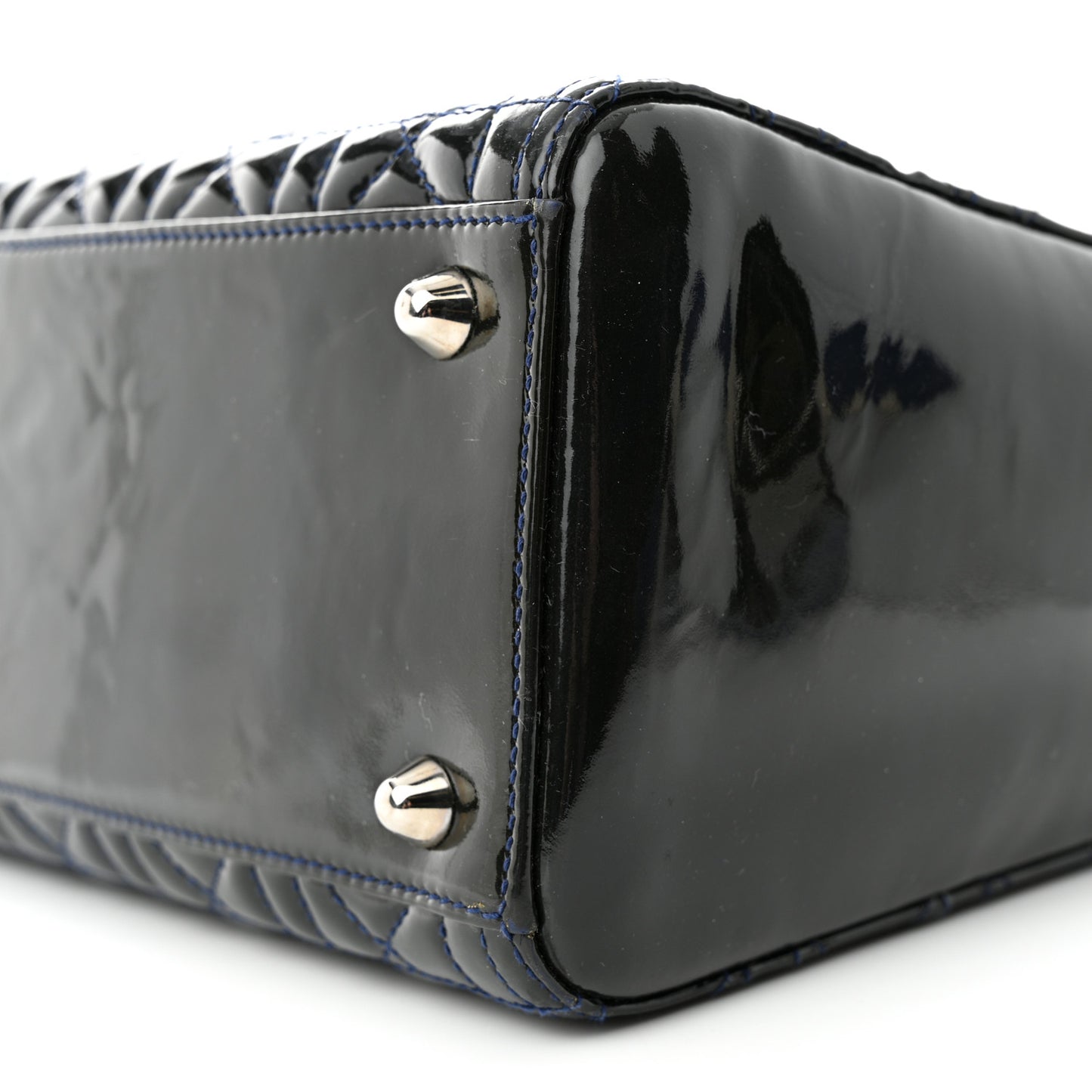Patent Cannage Large Lady Dior Navy Blue