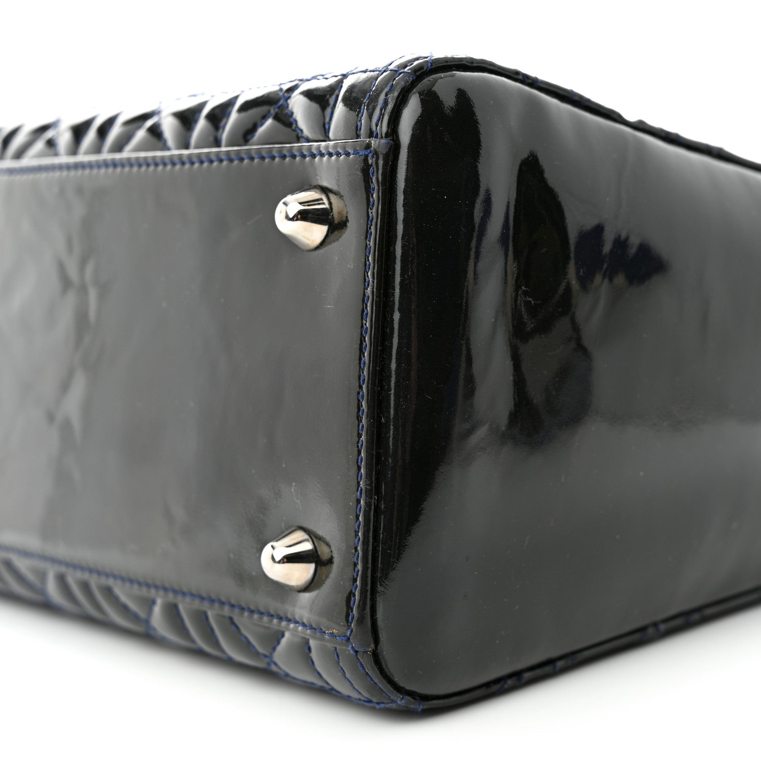 Christian Dior Patent Cannage Large Lady Dior Navy Blue 10 of 12