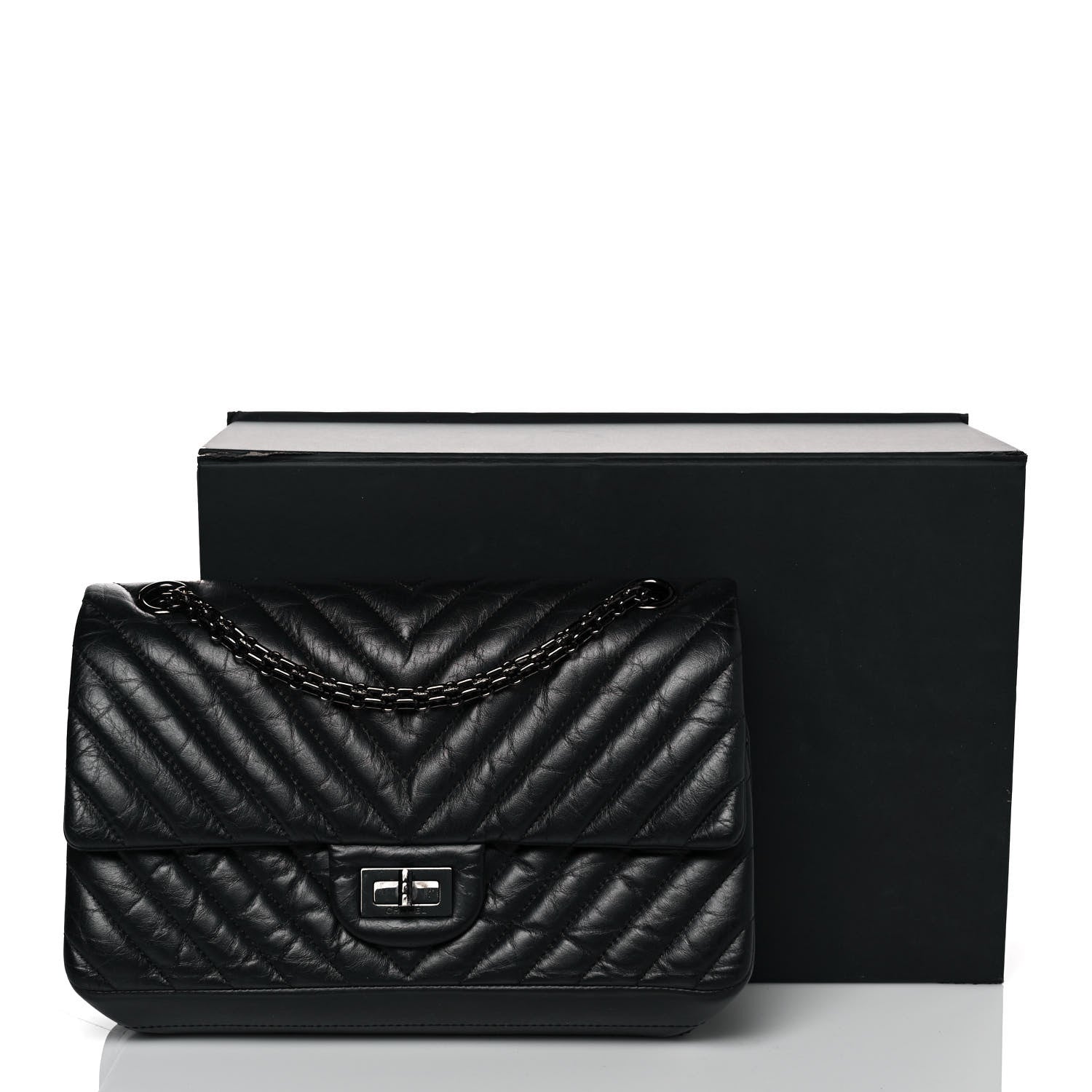 Chanel Aged Calfskin Chevron Quilted 2.55 Reissue 225 Flap So Black 11 of 11