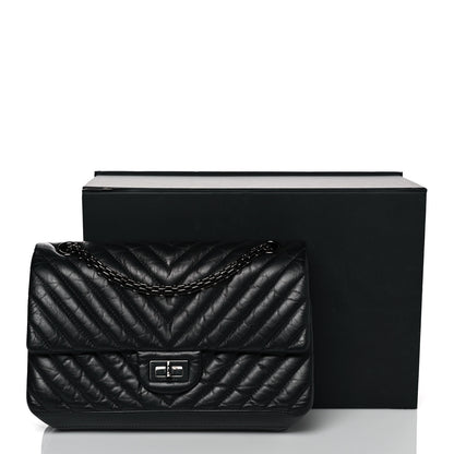 Chanel Aged Calfskin Chevron Quilted 2.55 Reissue 225 Flap So Black 11 of 11