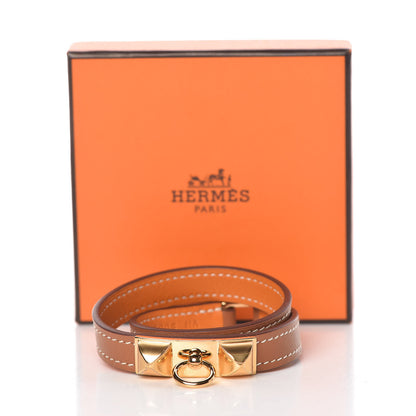 Hermes Swift Rivale Double Tour Bracelet T2 Gold Orange 7 of 7
