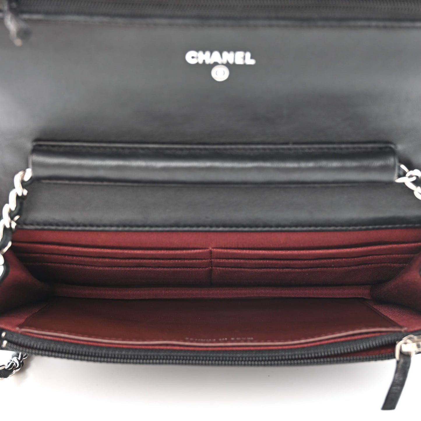 Lambskin Quilted Wallet On Chain WOC Black