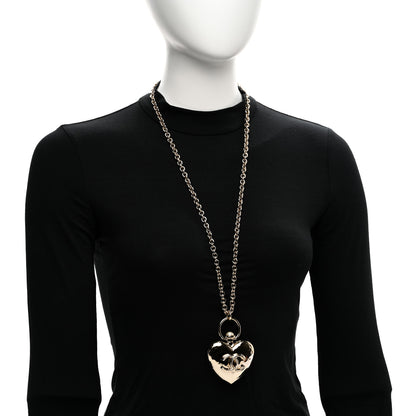 Chanel Metal CC Heart Locket Necklace Gold 2 of 6
