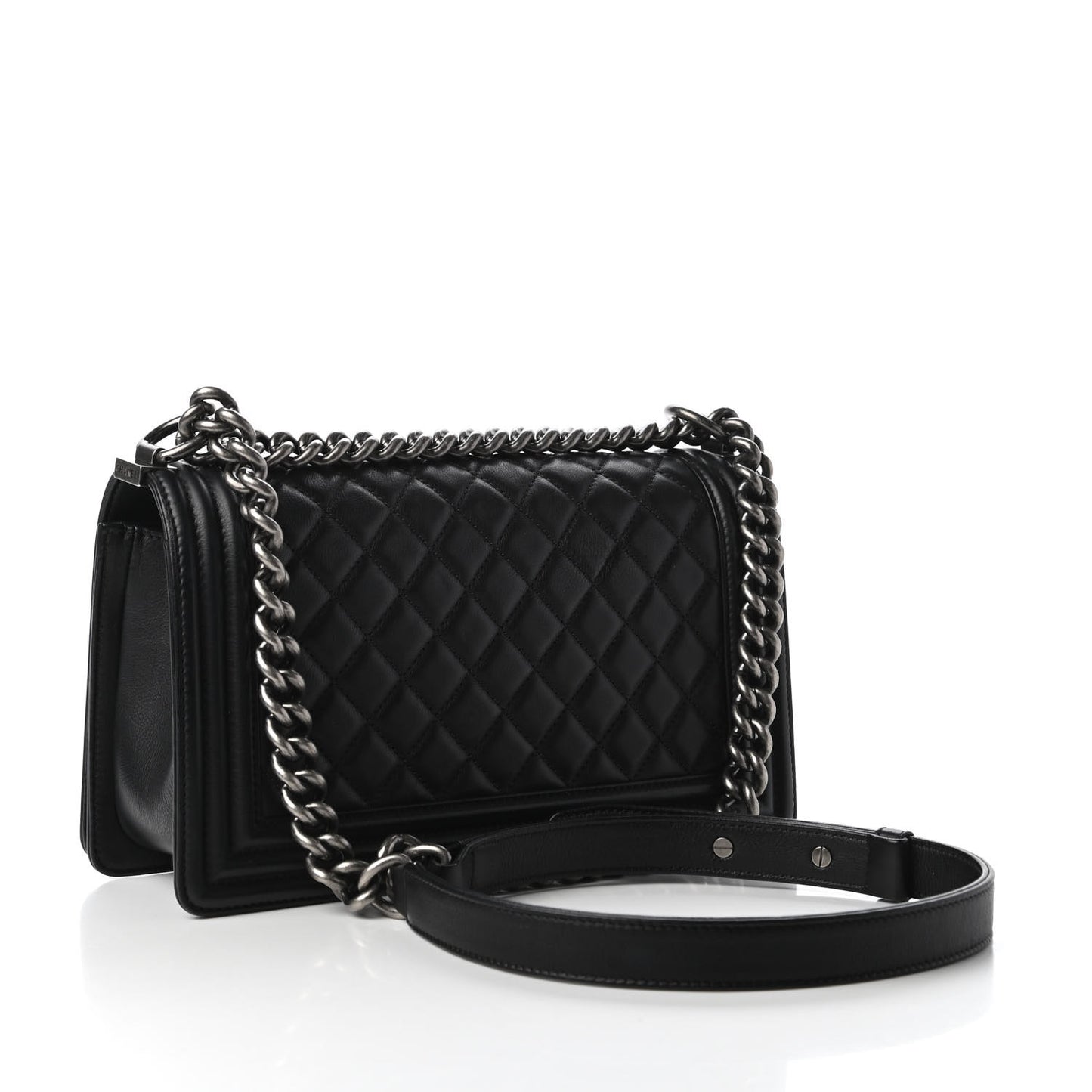 Calfskin Quilted Medium Boy Flap Black