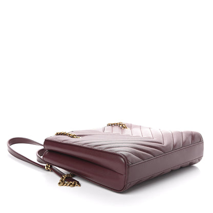 Saint Laurent Grain de Poudre Matelasse Chevron Small Tribeca Shopping Bag Rouge Legoin 3 of 9