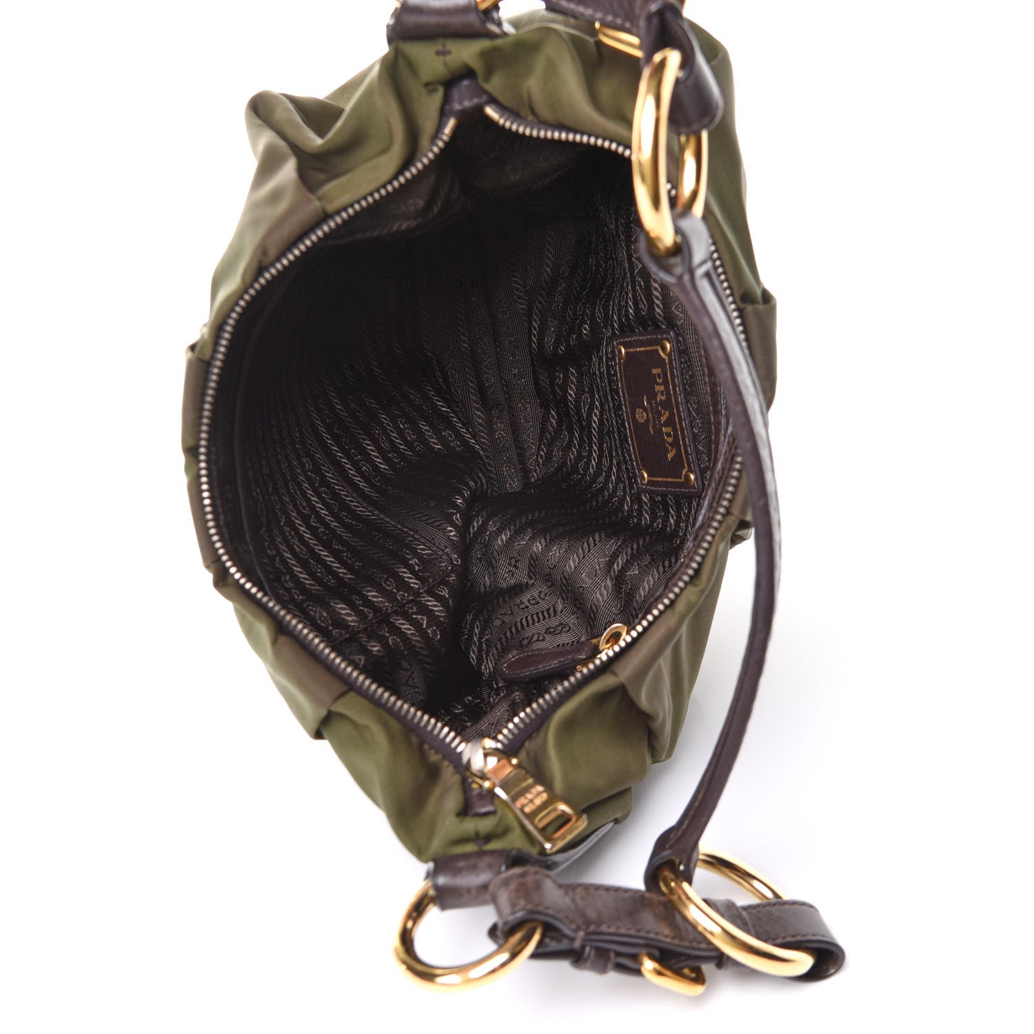 Prada Tessuto Nylon Hobo Black Green 5 of 11