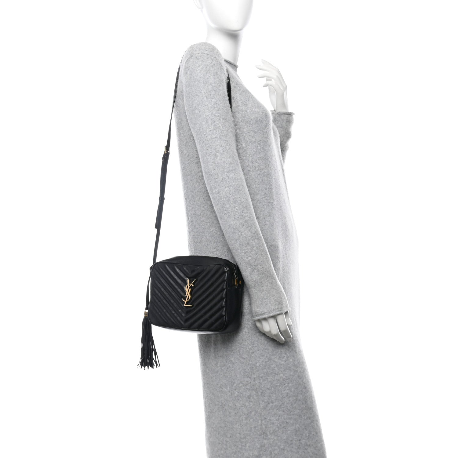 Saint Laurent Calfskin Matelasse Monogram Lou Camera Bag Black 3 of 12