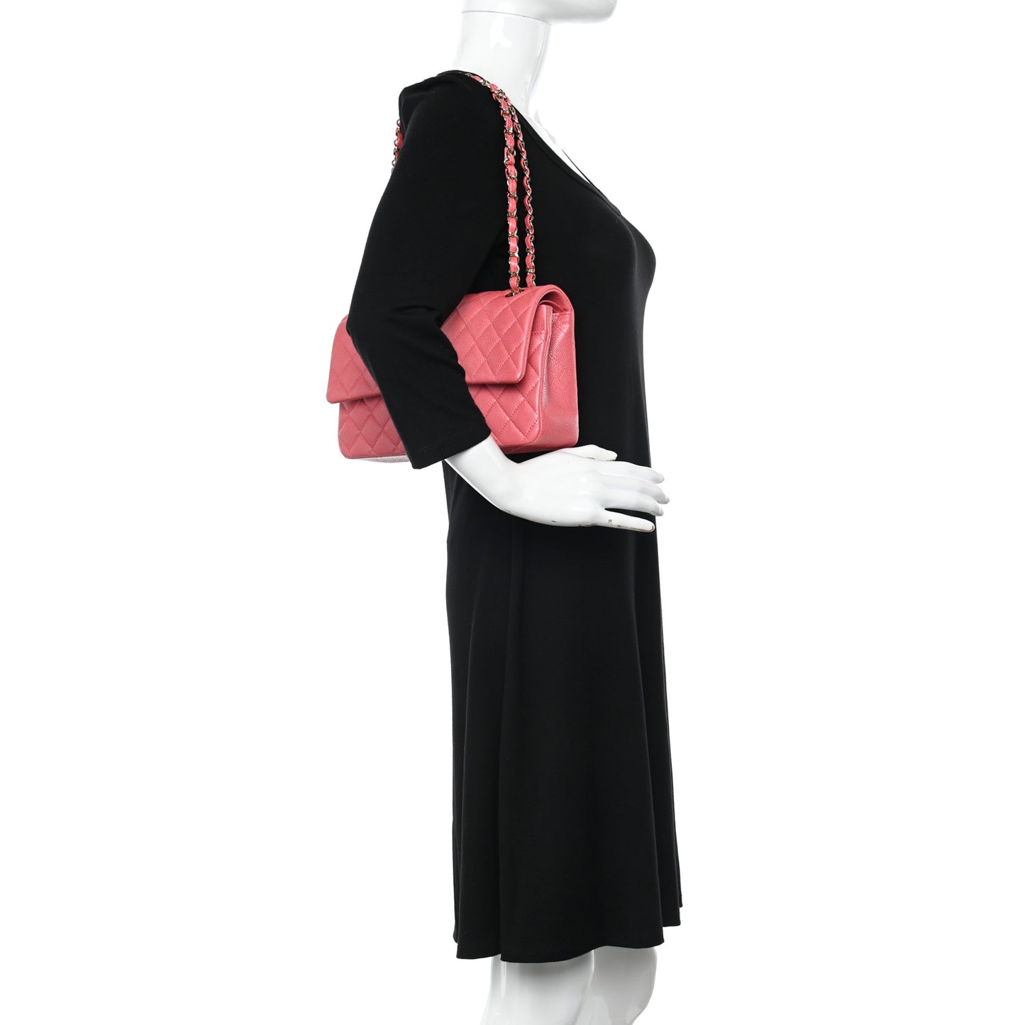 Caviar Quilted Medium Double Flap Pink