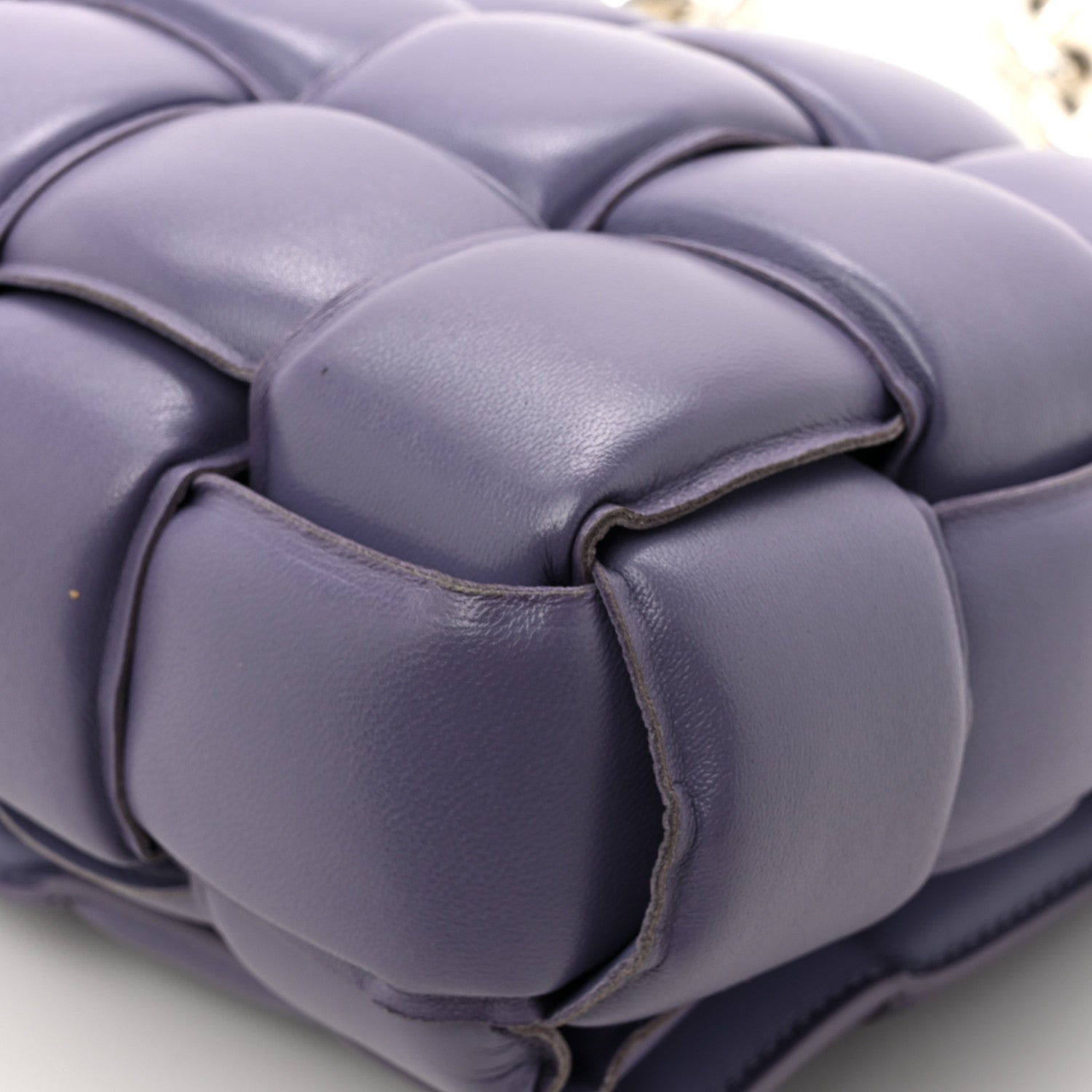 Bottega Veneta Lambskin Maxi Intreccio Padded Chain Cassette Crossbody Bag Lavender 13 of 14