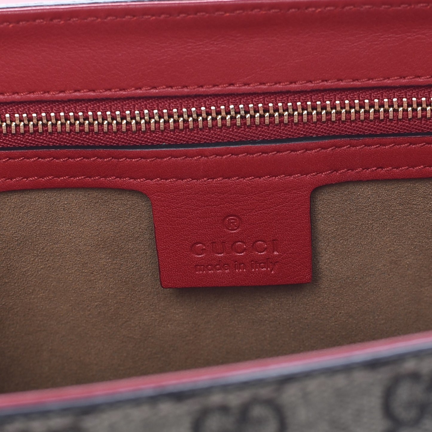 GG Supreme Monogram Calfskin Medium Padlock Shoulder Bag Beige Hibiscus Red New Rosette