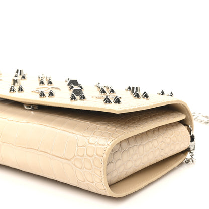 Christian Louboutin Calfskin Crocodile Embossed Spikes Loubinthesky Paloma Clutch Nougat 9 of 9