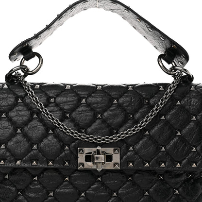 Valentino Garavani Craquele Nappa Medium Rockstud Spike Shoulder Bag Black 7 of 15