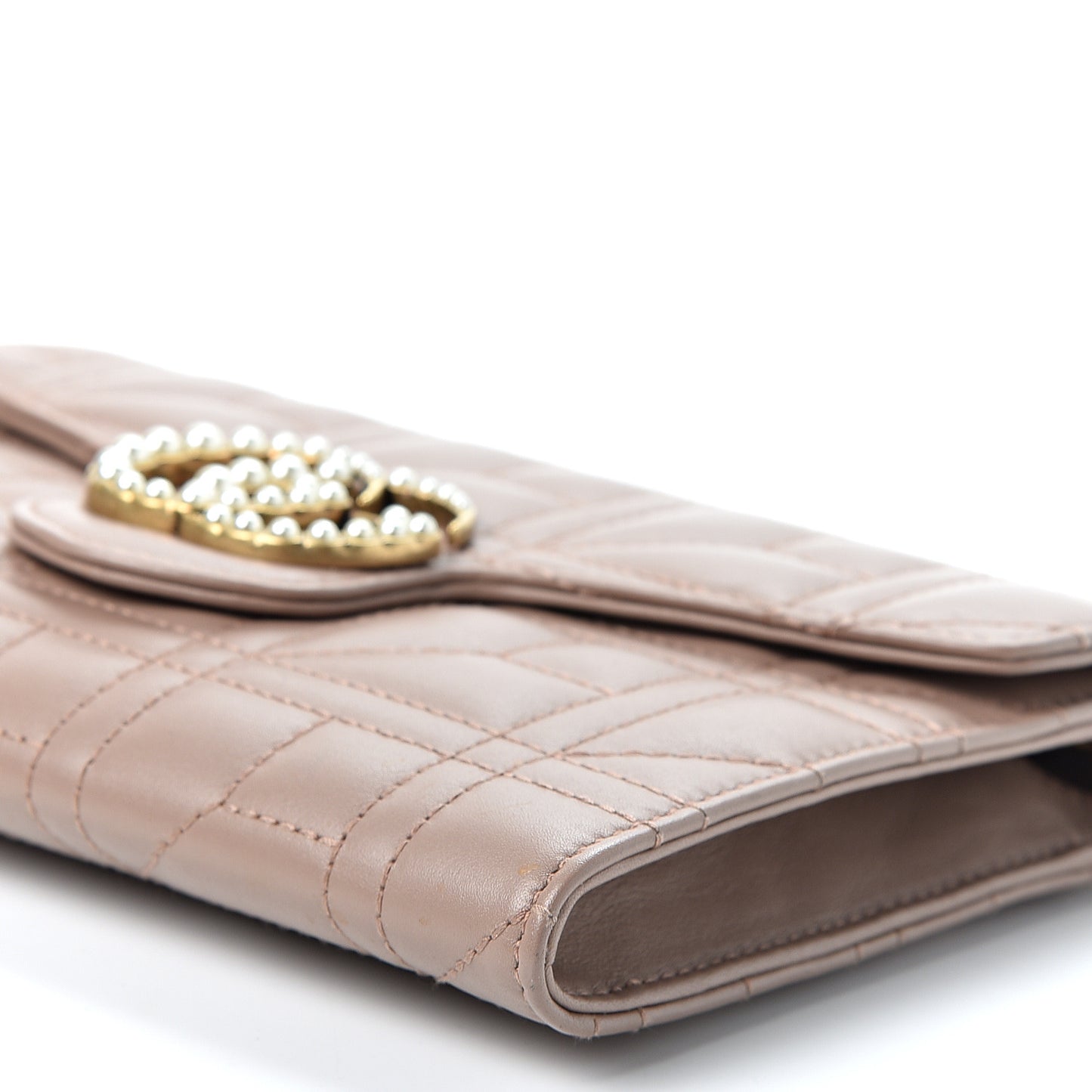 Calfskin Matelasse Mini Pearly GG Marmont Chain Wallet Porcelain Rose