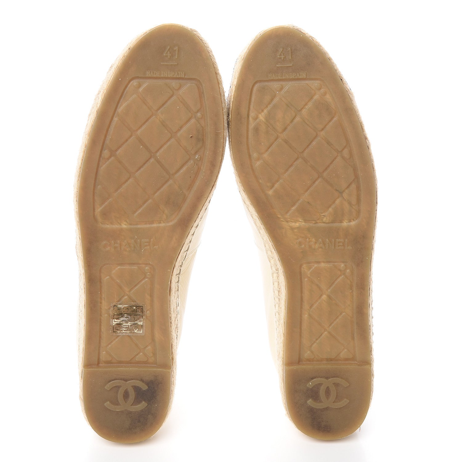 Chanel Metallic Calfskin Grosgrain CC Espadrilles 41 Ivory Black 5 of 11