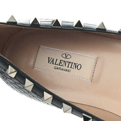 Valentino Garavani Ayers Snakeskin Rockstud Ballerina Flats 36 Black 6 of 7