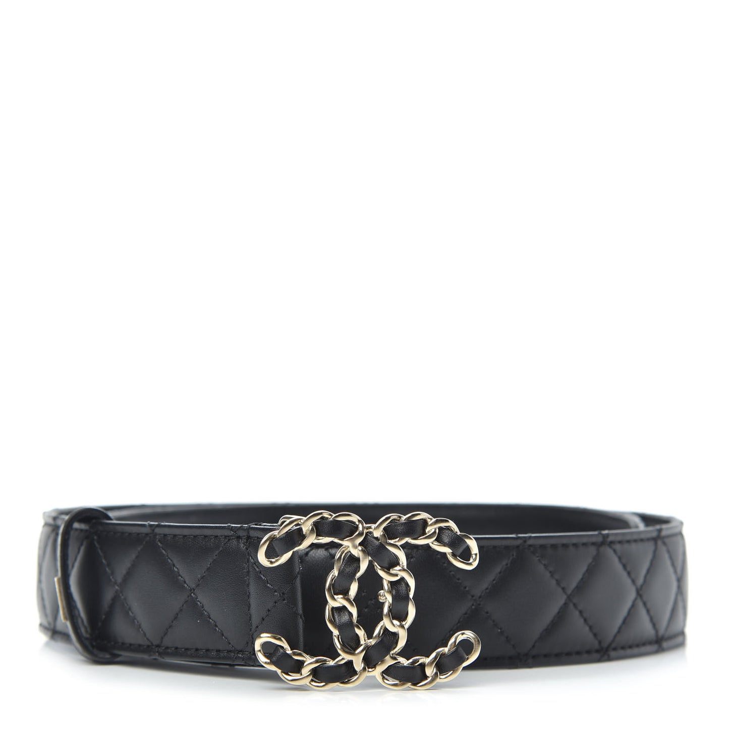 Lambskin Quilted CC Chain Belt 85 34 Black