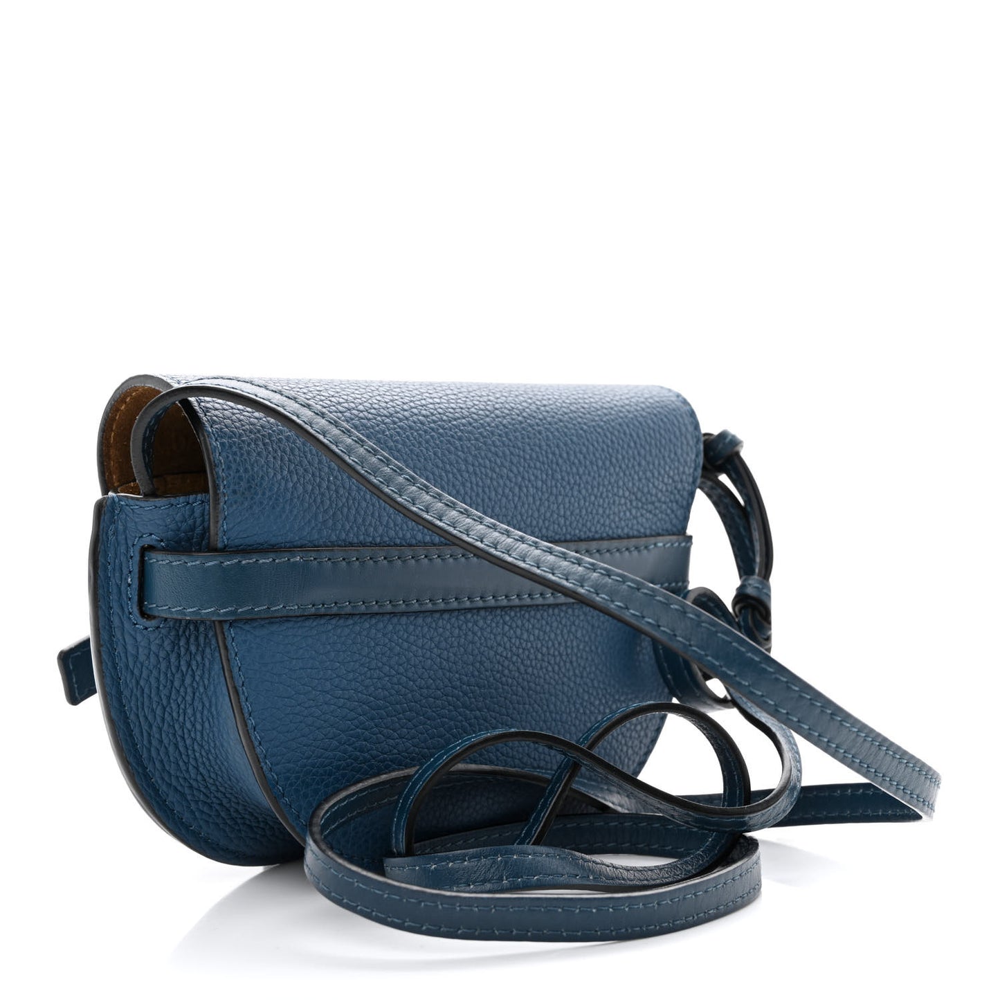 Grained Calfskin Mini Gate Crossbody Bag Steel Blue