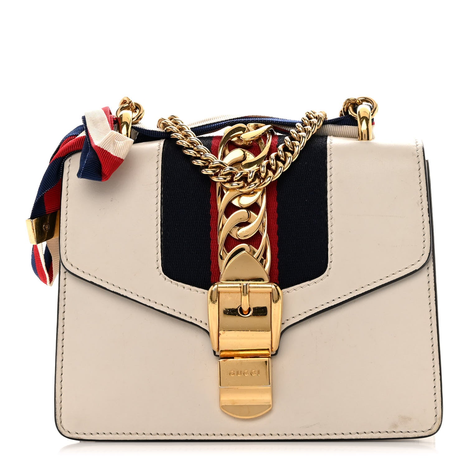 Gucci Calfskin Mini Sylvie Chain Shoulder Bag White 1 of 24
