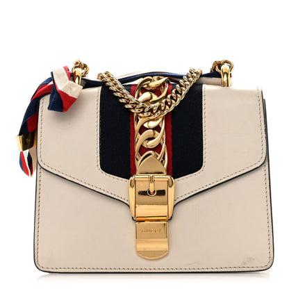 Gucci Calfskin Mini Sylvie Chain Shoulder Bag White 1 of 24