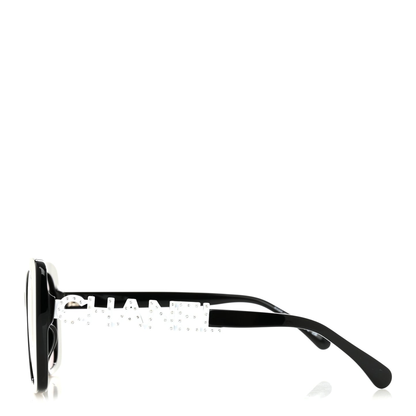 Acetate Strass Square Sunglasses 5422-B-A Black White