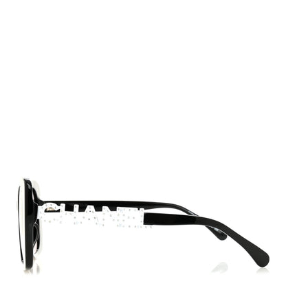 Chanel Acetate Strass Square Sunglasses 5422-B-A Black White 3 of 7
