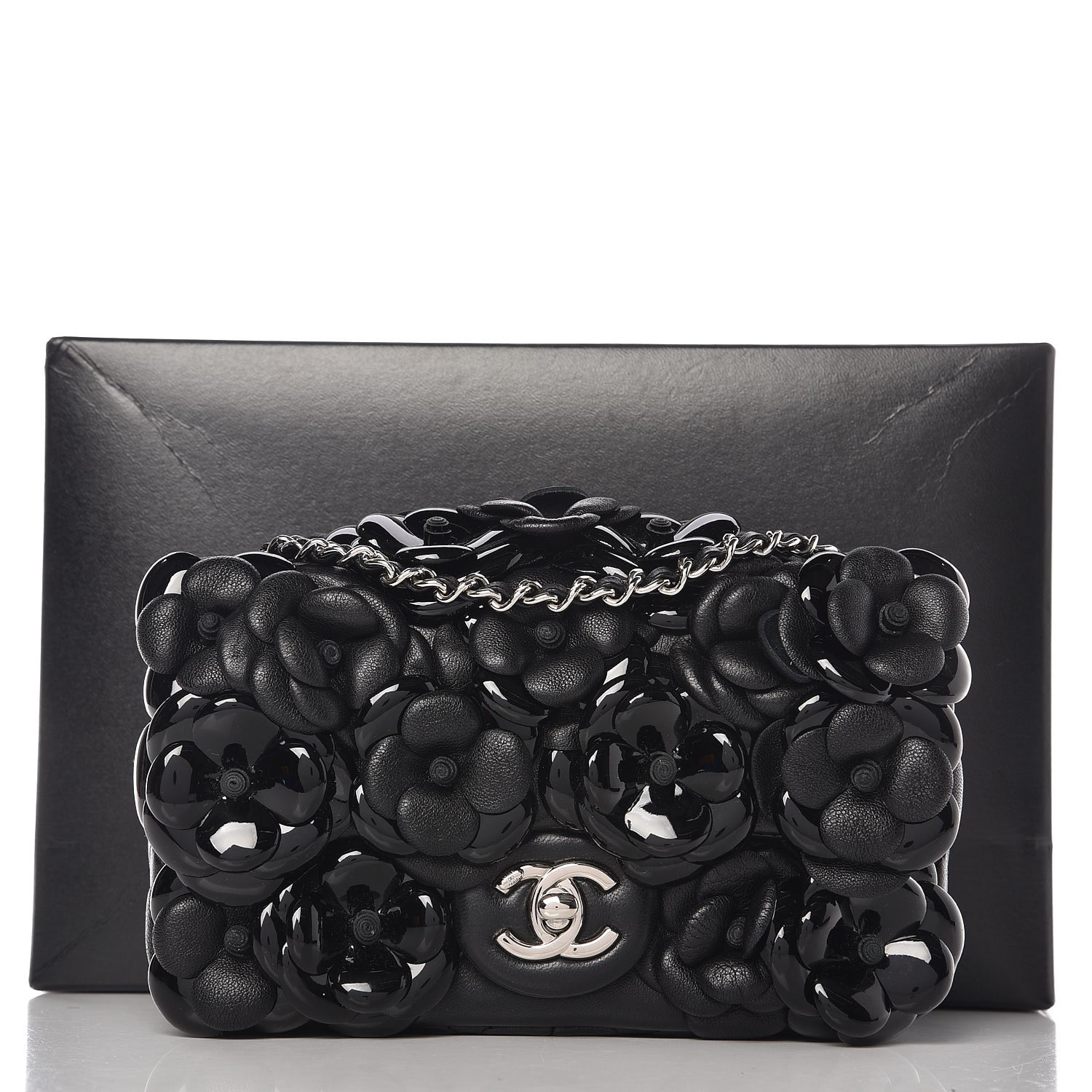 Chanel Lambskin Patent Mini Camellia Flap Black 8 of 8