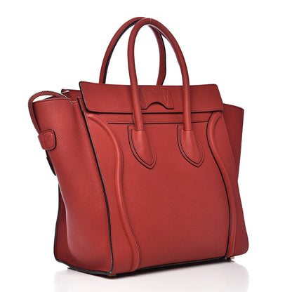 Celine Drummed Calfskin Mini Luggage Coquelicot 3 of 16