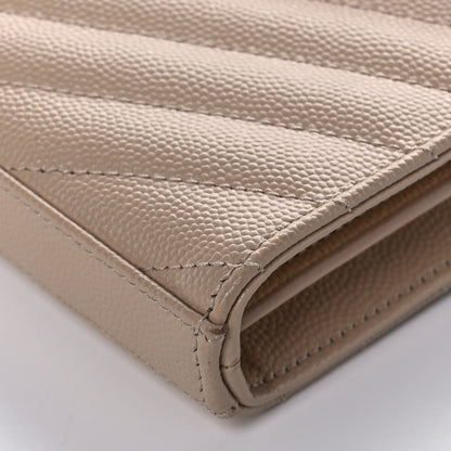 Saint Laurent Grain De Poudre Matelasse Chevron Monogram Chain Wallet Nude Powder 10 of 11