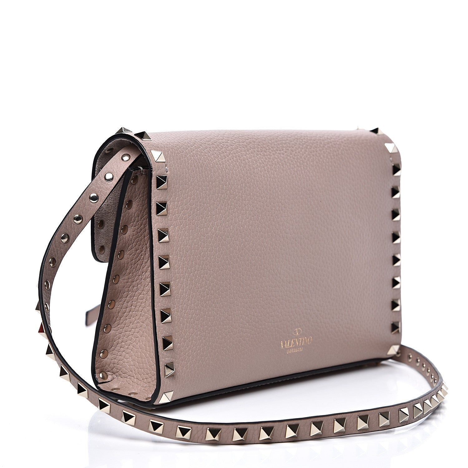 Valentino Garavani Pebbled Calfskin Medium Rockstud Flip Lock Crossbody Bag Poudre 2 of 8