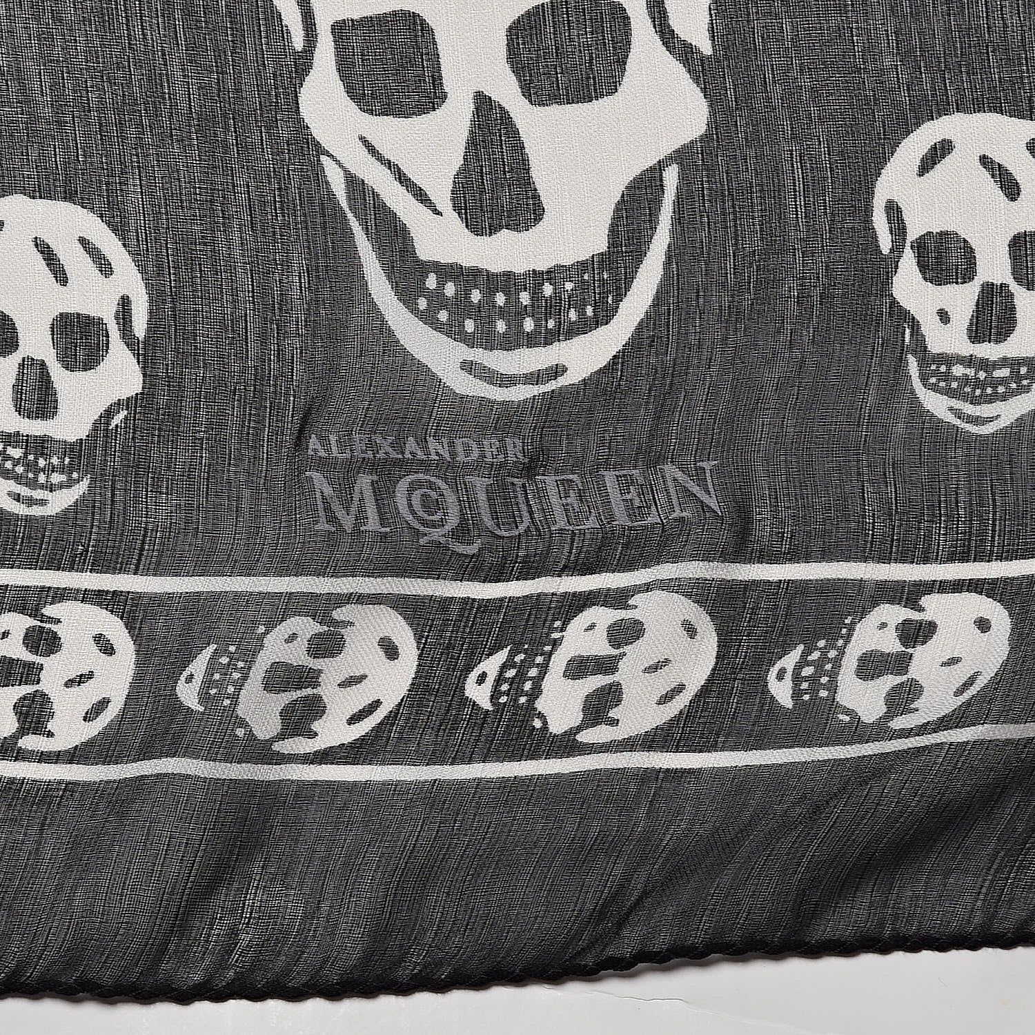 Alexander McQueen Silk Chiffon Skull Scarf Black Ivory 5 of 5