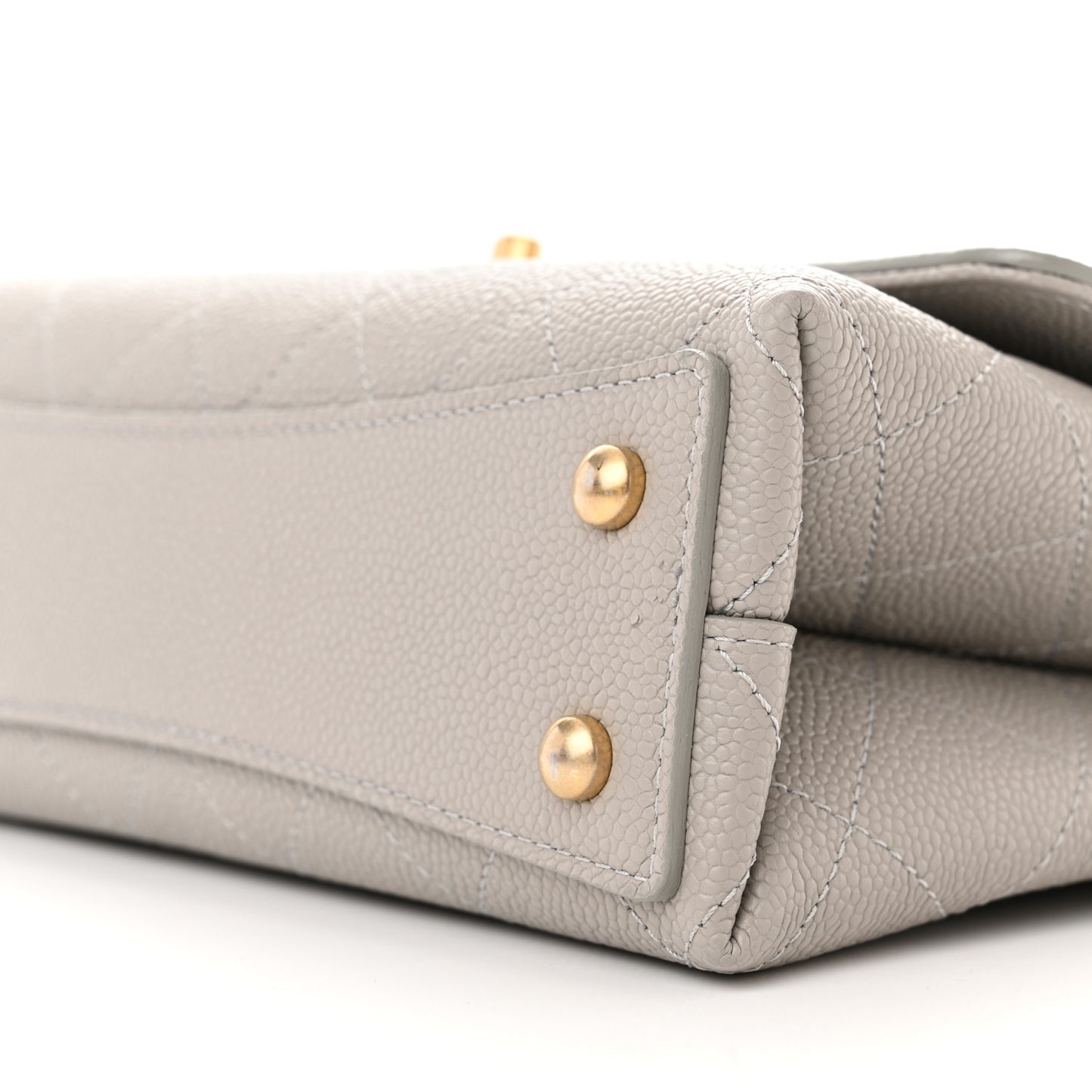 Grained Calfskin Small Stitched Flap Grey