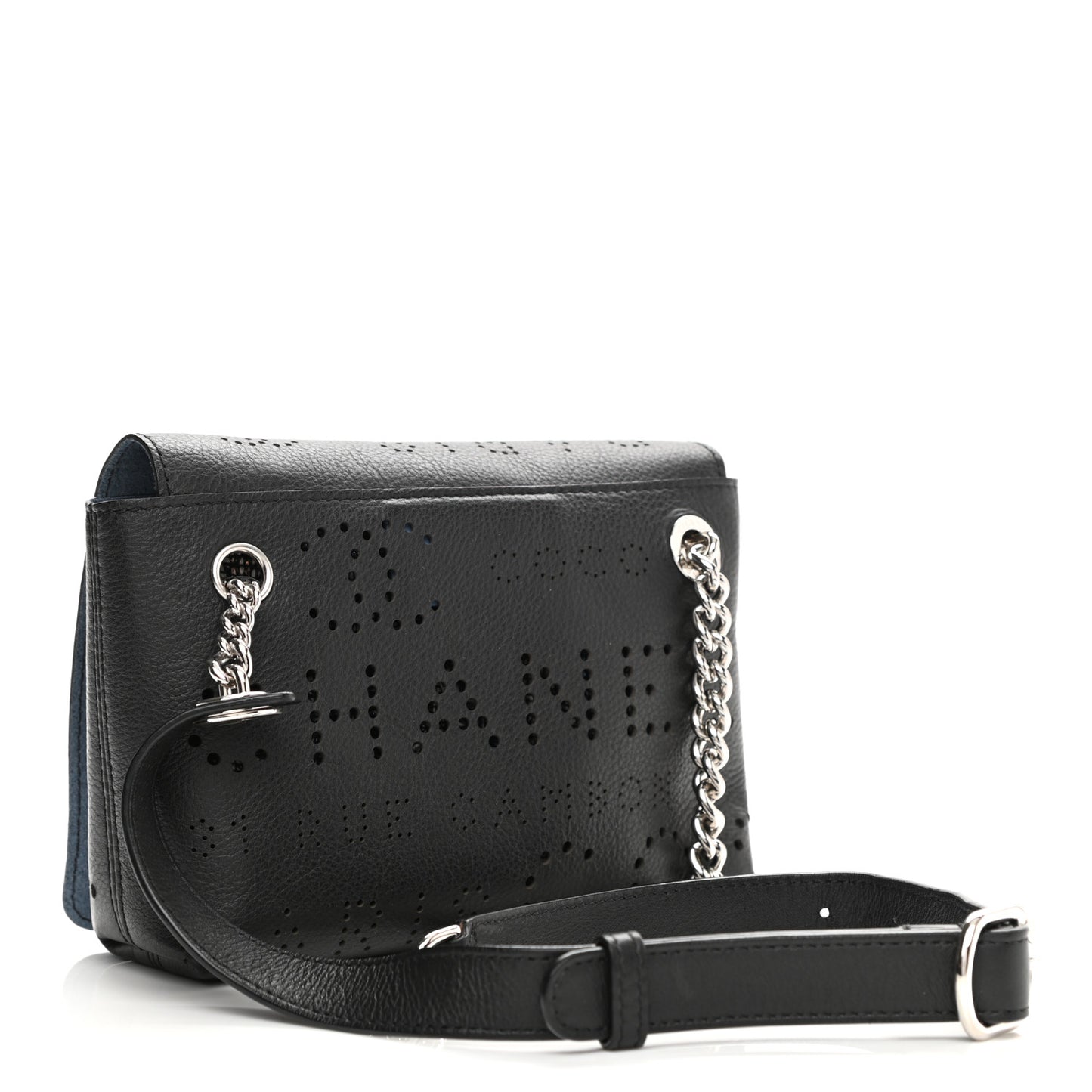 Calfskin Tweed Eyelet Flap Bag Black