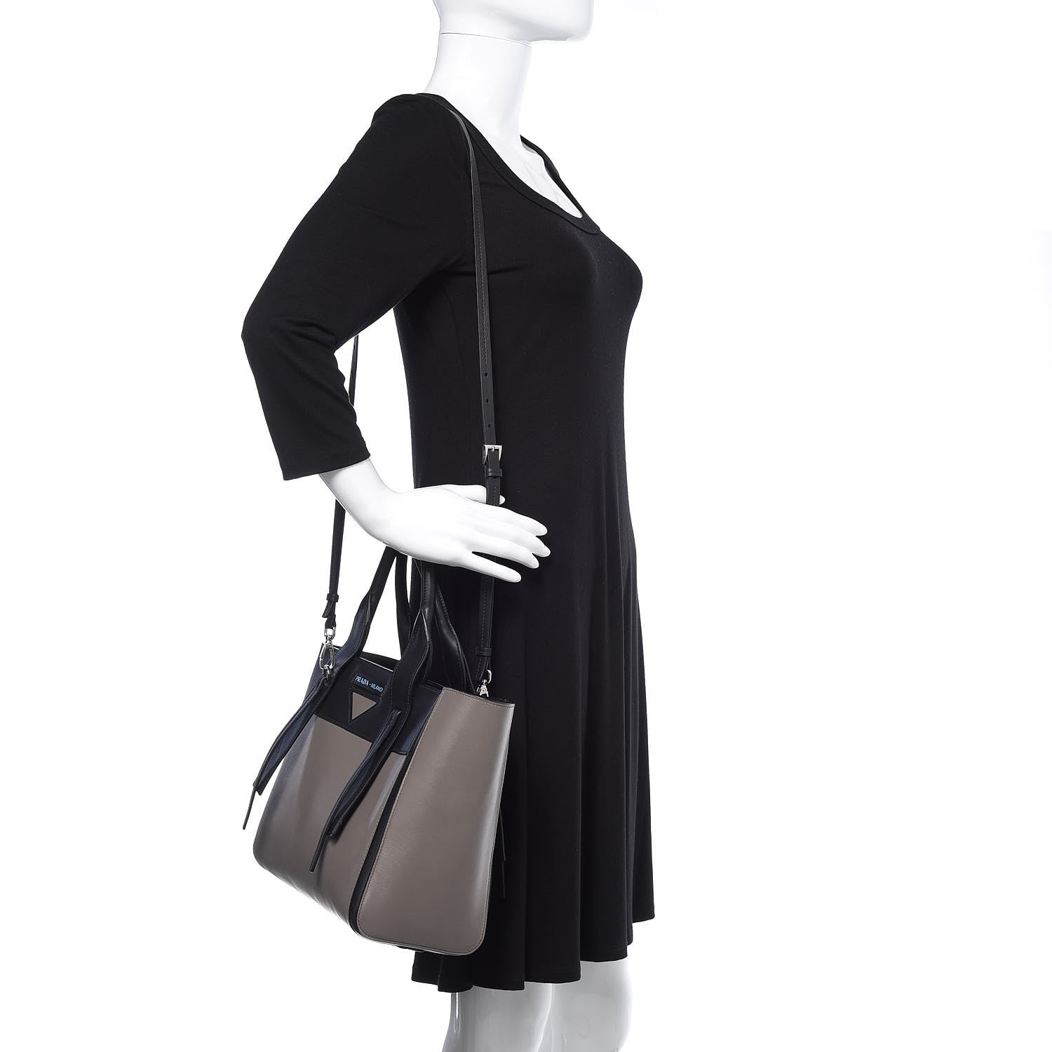 Prada Grace Lux Light Ouverture Large Tote Argilla Black 2 of 9