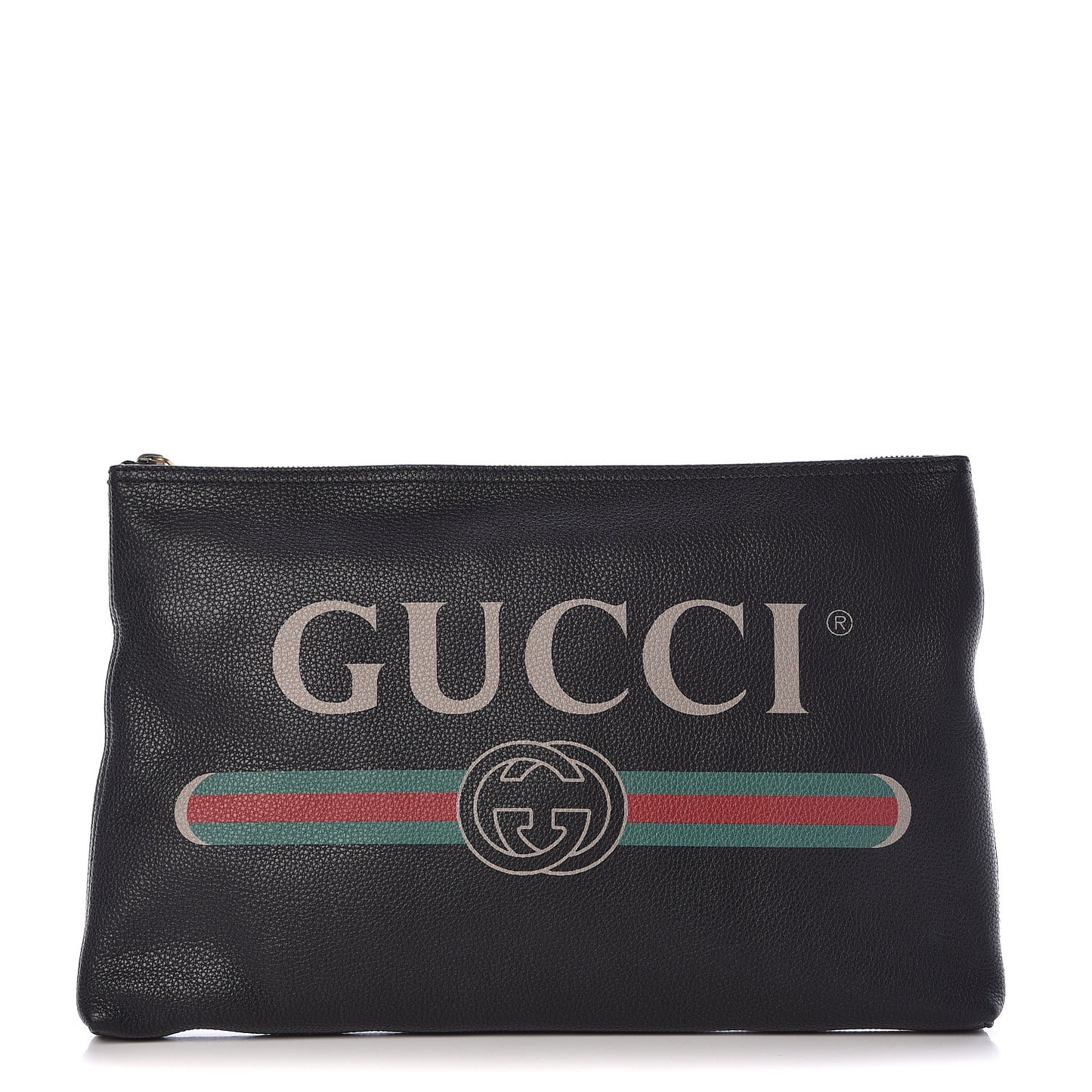 Pebbled Calfskin Large Logo Portfolio Clutch Black