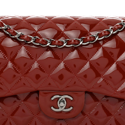 Chanel Patent Quilted Jumbo Double Flap Dark Red 5 of 10