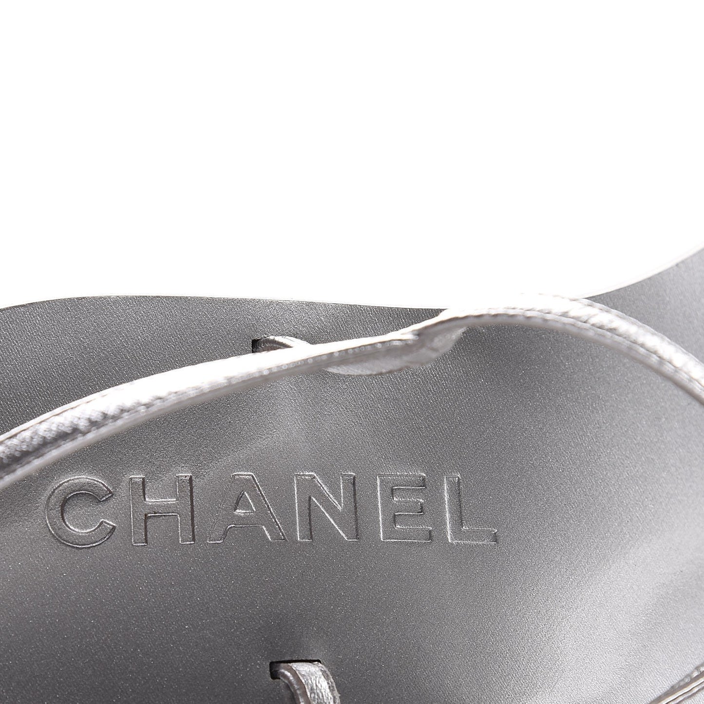 Lambskin CC Thong Sandals 36.5 Silver