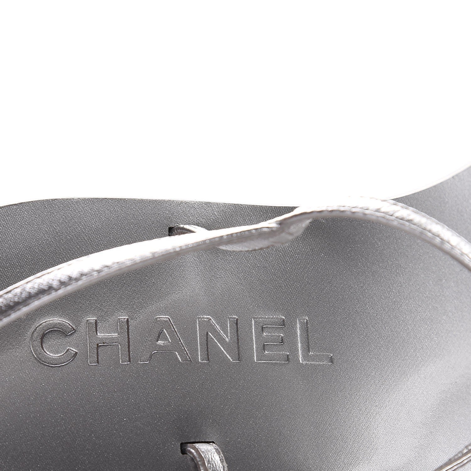Chanel Lambskin CC Thong Sandals 36.5 Silver 9 of 9