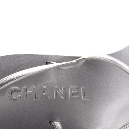 Chanel Lambskin CC Thong Sandals 36.5 Silver 9 of 9