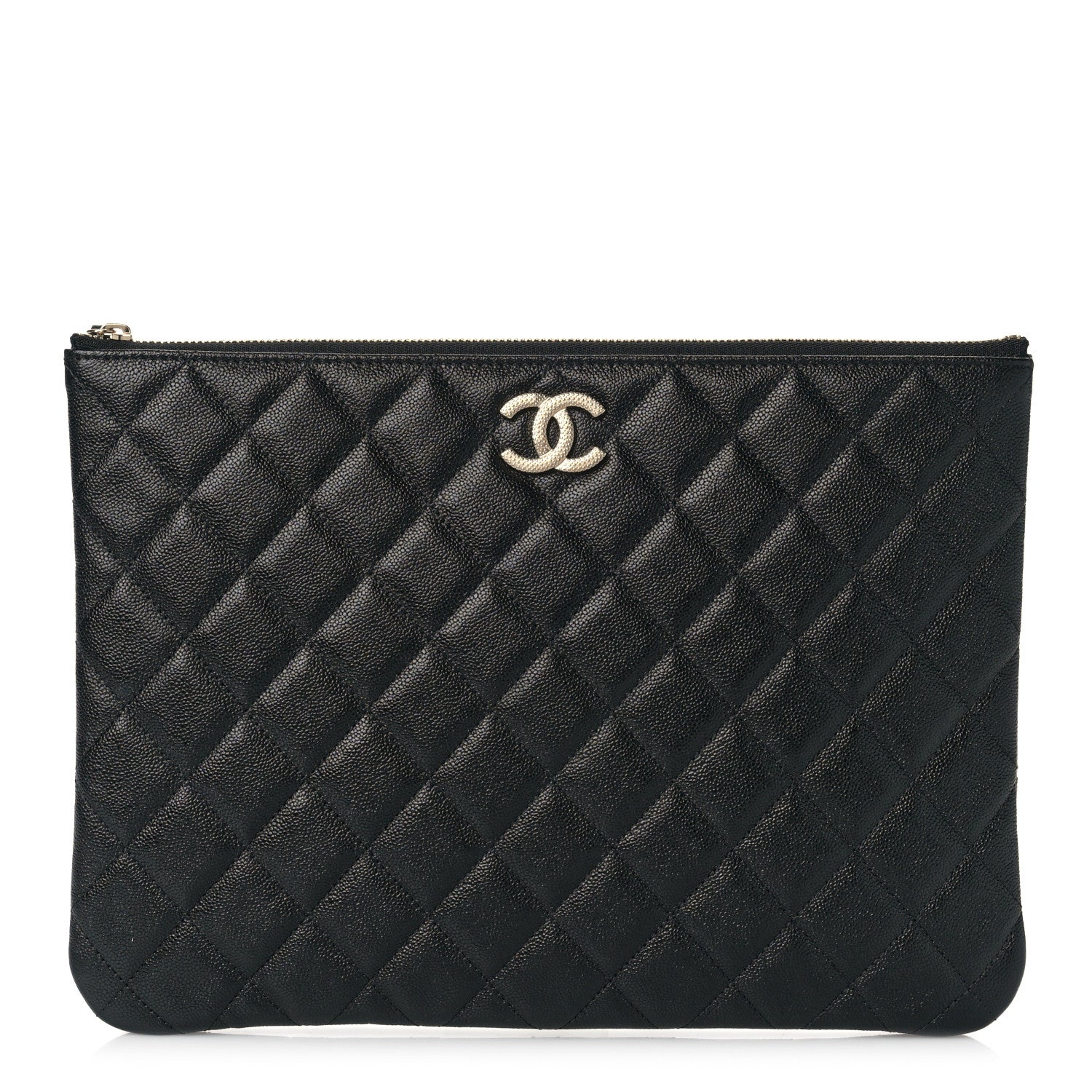 Chanel Caviar Quilted Studded CC Medium Cosmetic Case Black 1 of 9