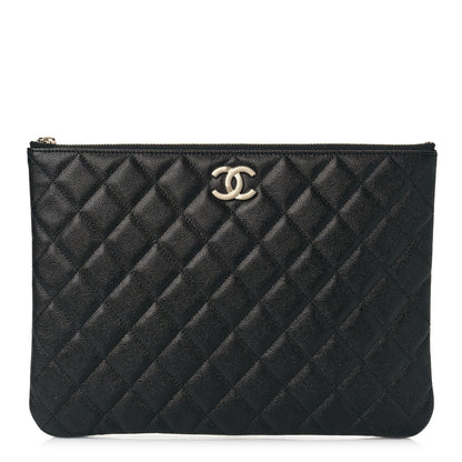 Chanel Caviar Quilted Studded CC Medium Cosmetic Case Black 1 of 9