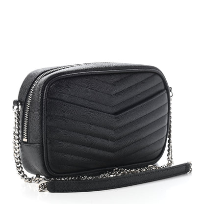 Saint Laurent Grain De Poudre Matelasse Monogram Mini Lou Camera Bag Black 3 of 8