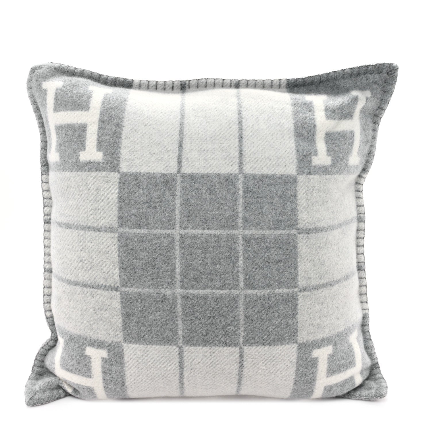 Hermes Wool Cashmere Avalon III Pillow PM Ecru Gris Clair 1 of 3