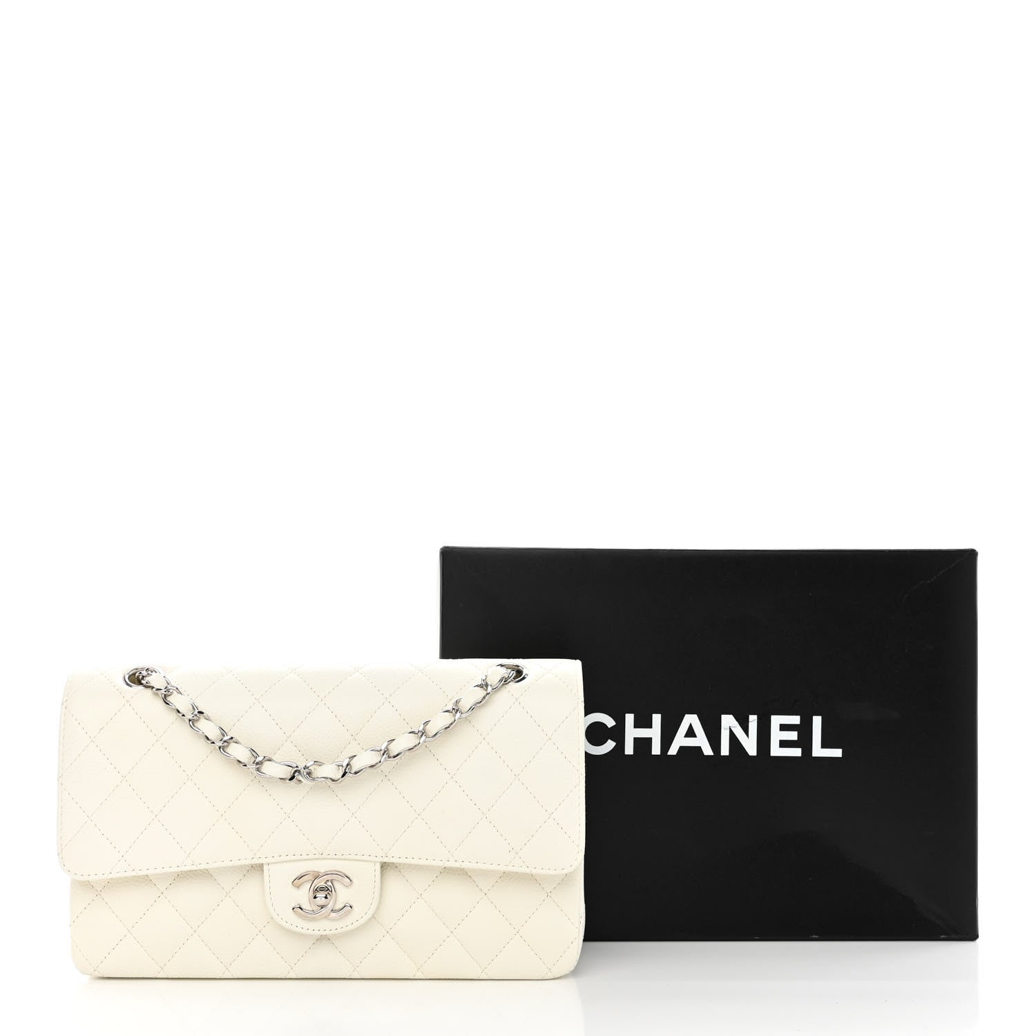 Chanel Caviar Quilted Medium Double Flap White 17 of 17