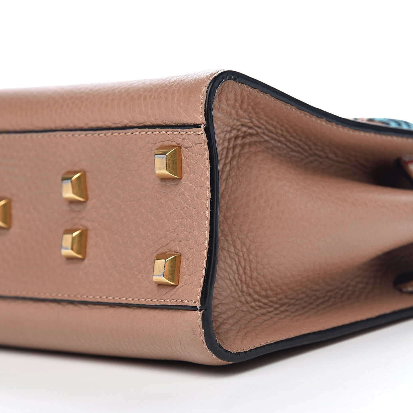 Pebbled Calfskin Beaded Small My Rockstud Frame Bag Soft Noisette