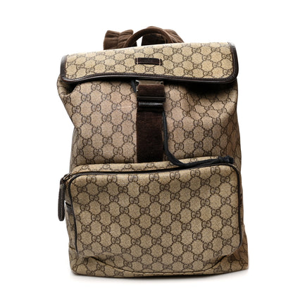 Gucci GG Supreme Monogram Medium Single Buckle Rucksack Backpack Beige Ebony Brown 1 of 16